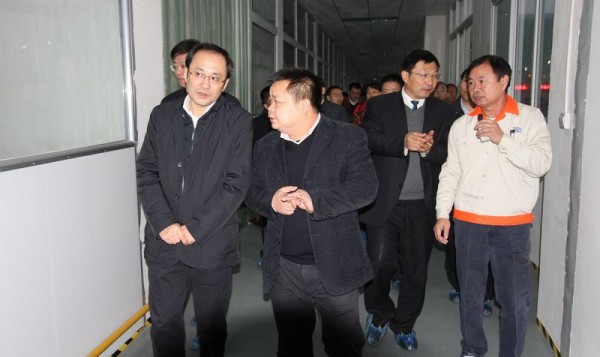 大发黄金版手机网页版登录总经理黄国建先生、副总经理龚庆龙先生陪同视察组在车间